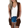 thumbnail image 1 of Women's Sleeveless Long Cardigan Open Front Loose Cover Up with Side Pockets Lightweight Layering Piece for Spring, 1 of 7
