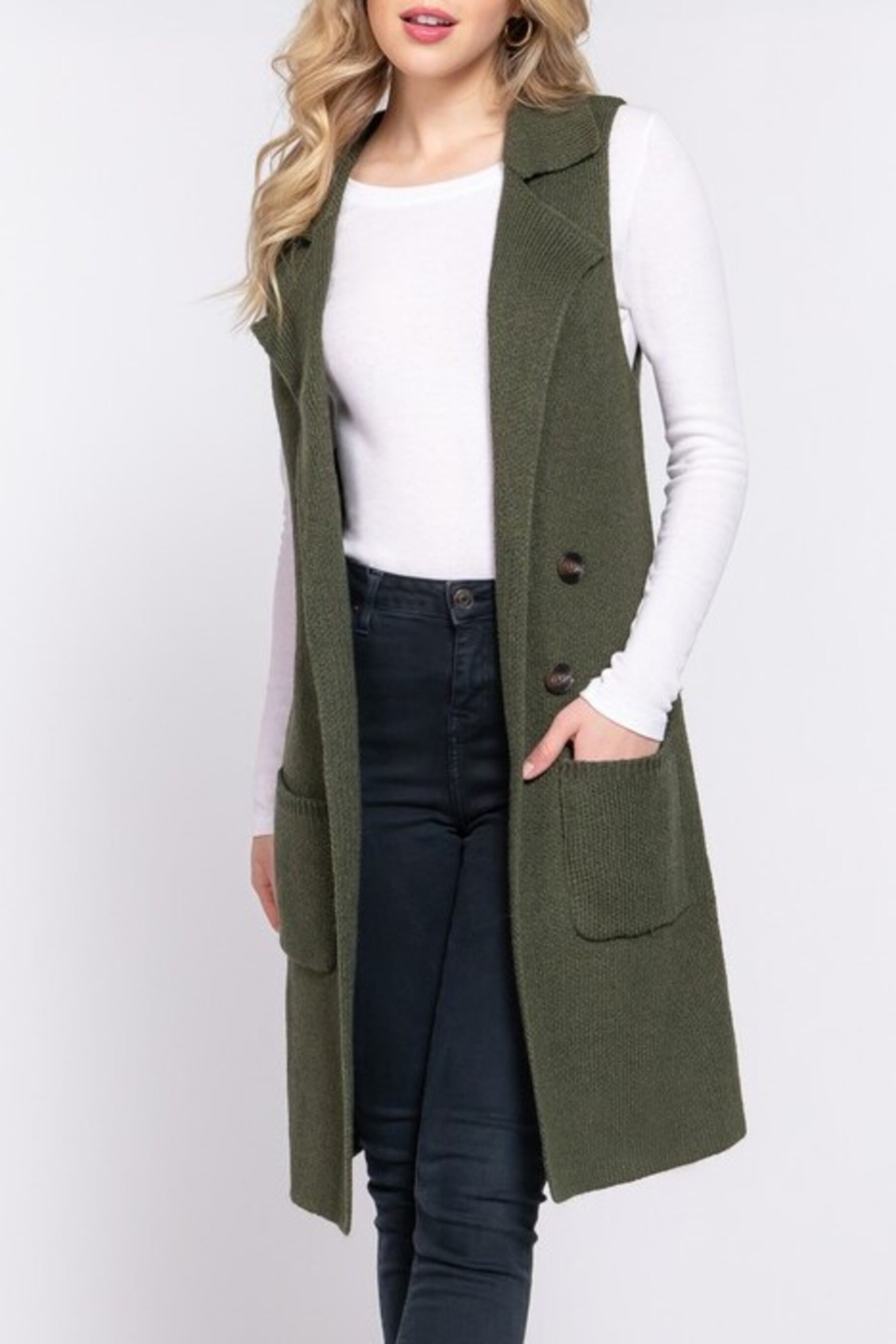 Women s Sleeveless Long Sweater Vest Open Front Knit Cardigan Walmart