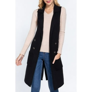 Women's Sleeveless Long Sweater Vest Open Front Knit Cardigan