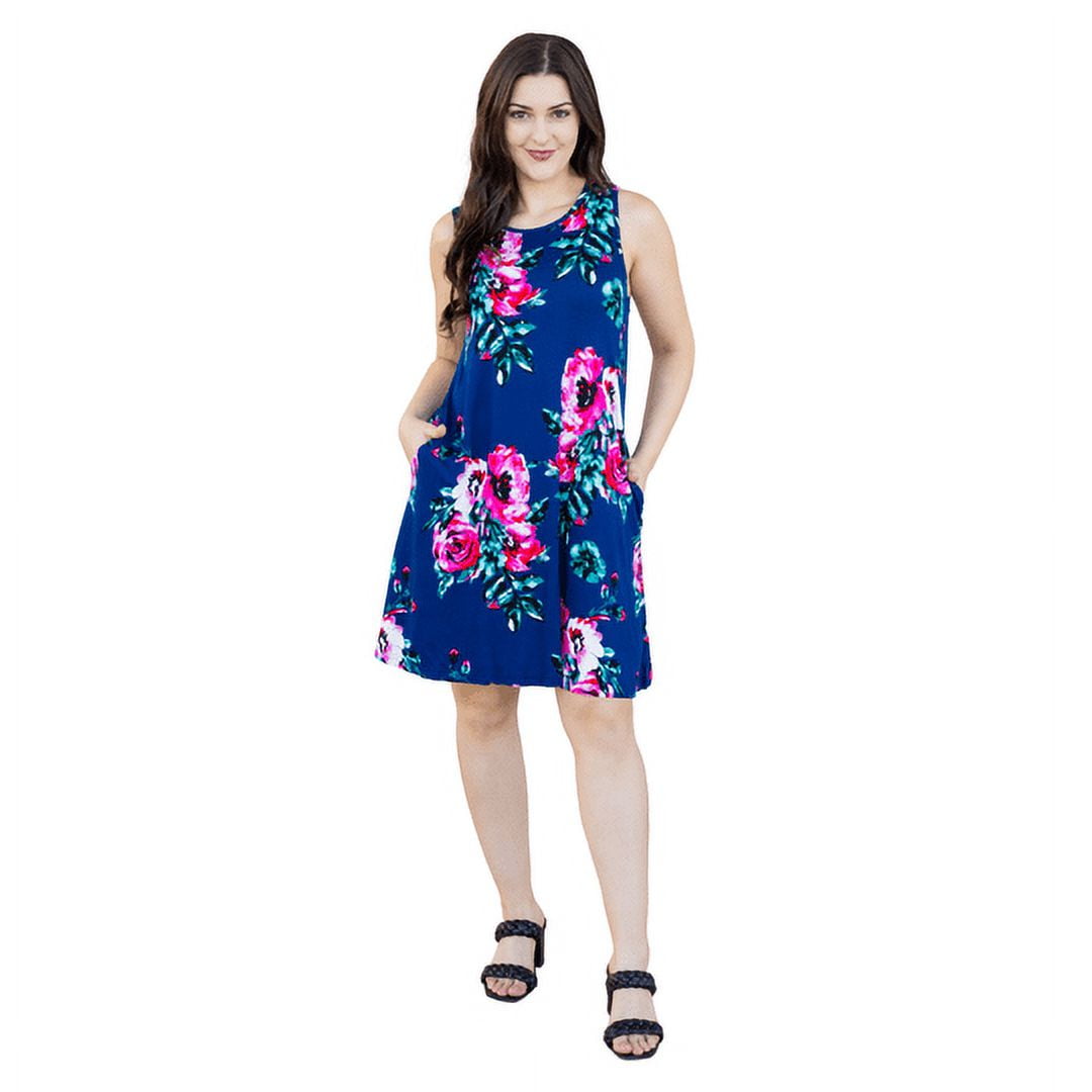 Women's Sleeveless Loose Dresses T-Shirt Tank Casual Short Dress with ...