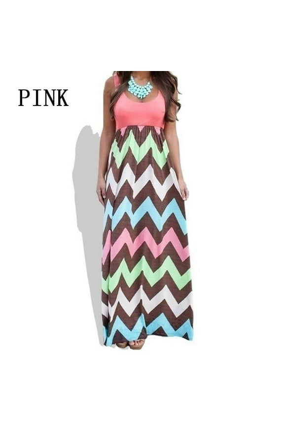 Women's Sleeveless Maxi Dress Maternity Wrap Dress Striped Round Neck BOHO Dress Casual Beach Party Long Dresses Plus Size
