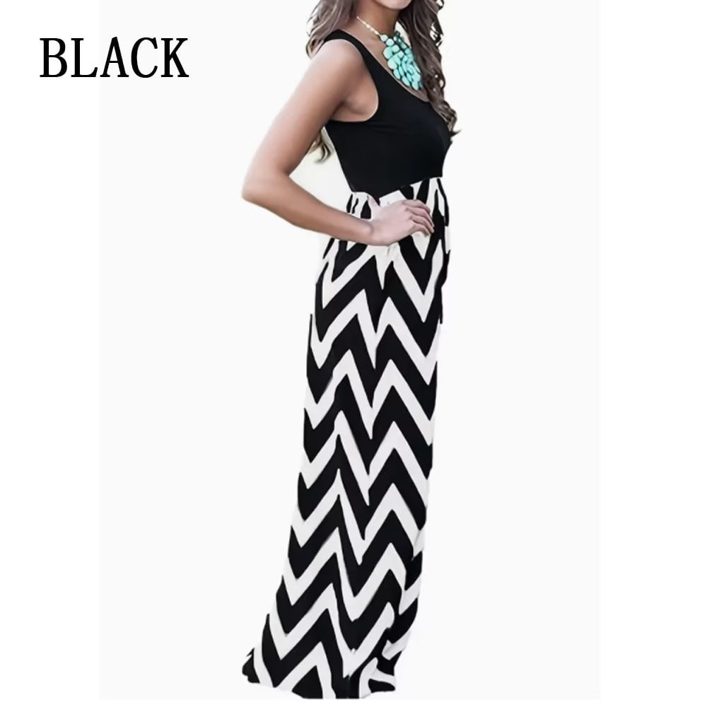 Women's Sleeveless Maxi Dress Maternity Wrap Dress Striped Round Neck BOHO  Dress Casual Beach Party Long Dresses Plus Size - Walmart.com