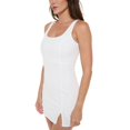 thumbnail image 1 of Women's Sleeveless Mini Cocktail Bodycon Dress, Square Neck, Sexy Slit, Club, Party(Off White Small Size), 1 of 6