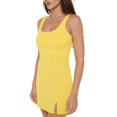 thumbnail image 1 of Women's Sleeveless Mini Cocktail Bodycon Dress, Square Neck, Sexy Slit, Club, Party(Yellow Small Size), 1 of 6