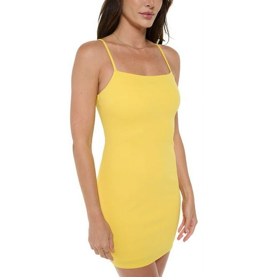 Women's Sleeveless Mini Cocktail Dress, Spaghetti Strap Bodycon Sexy Going Out Party, Trendy Spring Summer 2024(Yellow X-Large Size)
