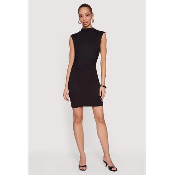 Women's Sleeveless Mock Neck Mini Dress
