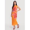 thumbnail image 1 of Women's Sleeveless Mock Neck Ruched Floral Mesh Maxi Dress, 1 of 3