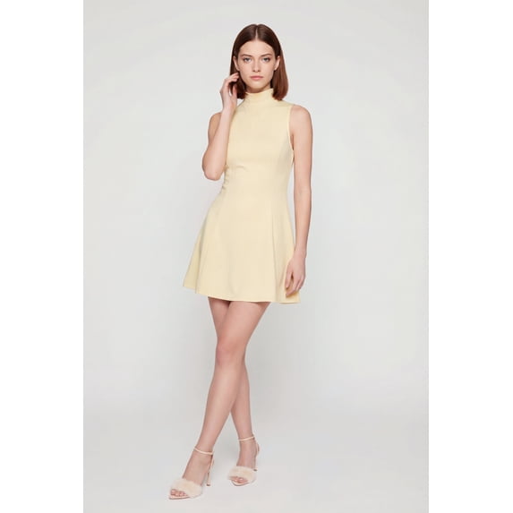 Women's Sleeveless Mock Neck Skater Dress with Zip Back