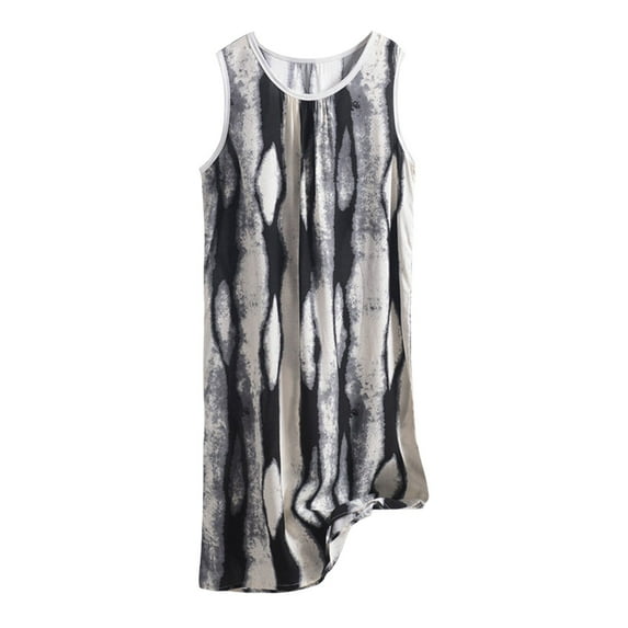 Women's Sleeveless Nightgown Dress For Women Casual O Neck Pattern Print Fly Floral With Pocket Long Nightgowns & Sleepshirts XXL