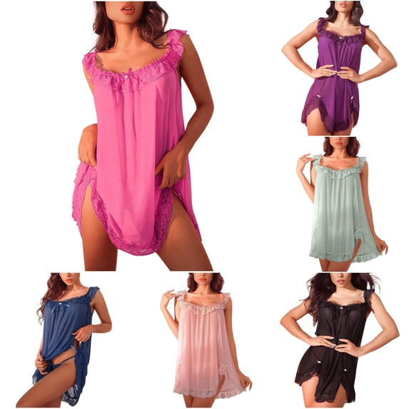 Women's Sleeveless Nightgown Lace Mesh Chemise Summer Sleepwear Nightie For Women Comfortable Dress Womens plus Size Nightgowns 4x