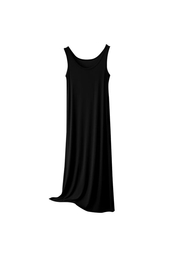 Women's Sleeveless Nightshirt & Nightgown | Plus Size Smooth Sleepshirt Chemise, Soft Crewneck Slip Dress