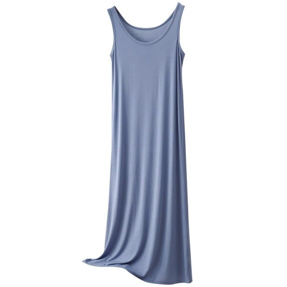 Women's Sleeveless Nightshirt & Nightgown | Plus Size Smooth Sleepshirt Chemise, Soft Crewneck Slip Dress