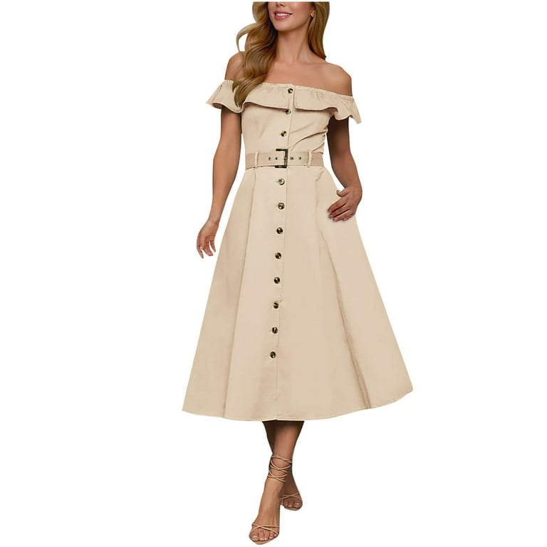 chinese dress ladies Light Olive Denim Button Down A-Line Mini Dress main image 1