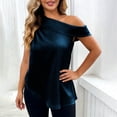thumbnail image 1 of Women's Sleeveless Off-the-Shoulder Blouse with Asymmetrical Hem in Solid Color, 1 of 9