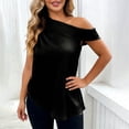 thumbnail image 1 of Women's Sleeveless Off-the-Shoulder Blouse with Asymmetrical Hem in Solid Color, 1 of 9