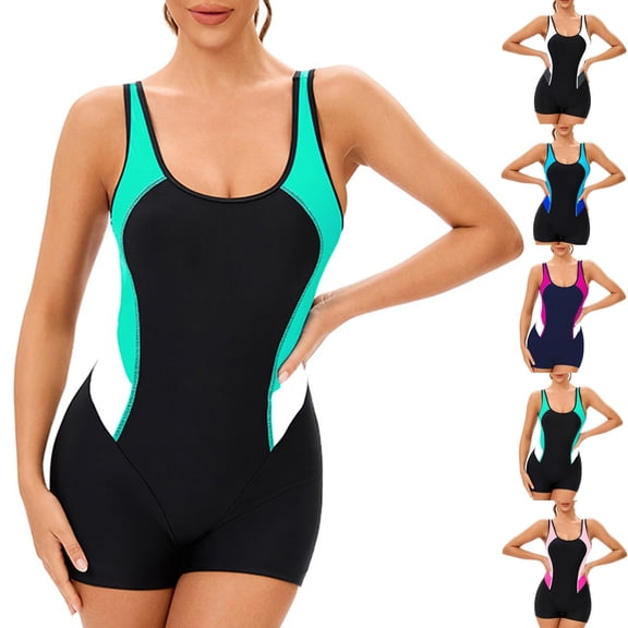 Women's Sleeveless One Piece Wetsuit Conservative Sexy Backless Swimsuit with Removable Bra Pads for Swimming Vacation,Green,M