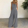 thumbnail image 1 of Women's Sleeveless Overalls Jumpsuit Casual Solid Summer Wide Leg Bib Pants Bottons Wide Leg Jumpsuit Romper With Pockets Long Sleeve Swing Dress for Women Dress Summer Wrap Dresses Summer Short, 1 of 4