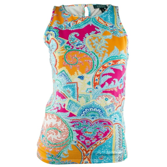Women's Sleeveless Paisley-Print Tank Top-PO-S