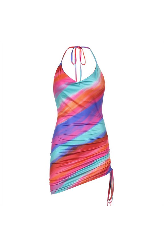 Women's Sleeveless Party Summer party pool pleated halterneck halter Dress