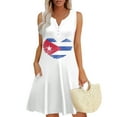 thumbnail image 1 of Women's Sleeveless Patriotic Printed Summer Mini Dress, Sexy V-Neck Casual Beach Sundress with Pockets for 4th of July,Hot Pink XL, 1 of 4