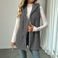 thumbnail image 1 of Women's Sleeveless Plush Vest, Mid Length Hooded Jacket with Zip Front, Soft Pile Fleece Outerwear, Embossed Pattern Casual Coat, Cozy Fall Winter Seasonal Layer Grey L, 1 of 8