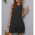 thumbnail image 1 of Women's Sleeveless Polka Dots Ruffle Tunic Dress Casual Summer Beach Tank Dresses Sundress, 1 of 6