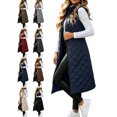 thumbnail image 1 of Women's Sleeveless Puffer Vests,Stand Collar Zip Up Oversized Long Quilted Warm Coat With Pockets, 1 of 7