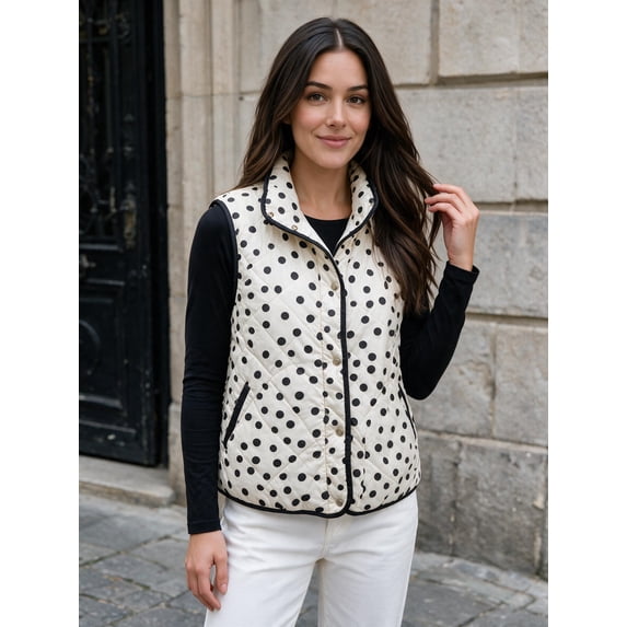 Women’s Sleeveless Quilted Vest Casual Lightweight Outerwear Gilet with Pockets
