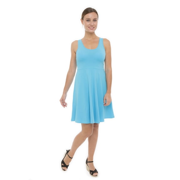 Women's Sleeveless Racerback A Line Summer Dress, S, Dark Turquoise, by Ambesonne