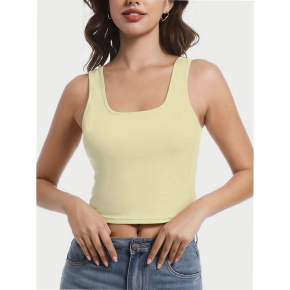 Women's Sleeveless Racerback Crop Tank Top Camisole Backless Scoop Neck Shirts