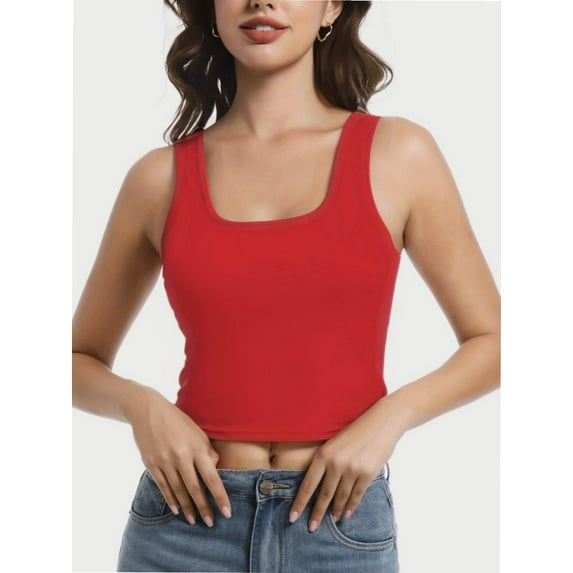 Women's Sleeveless Racerback Crop Tank Top Camisole Backless Scoop Neck Shirts