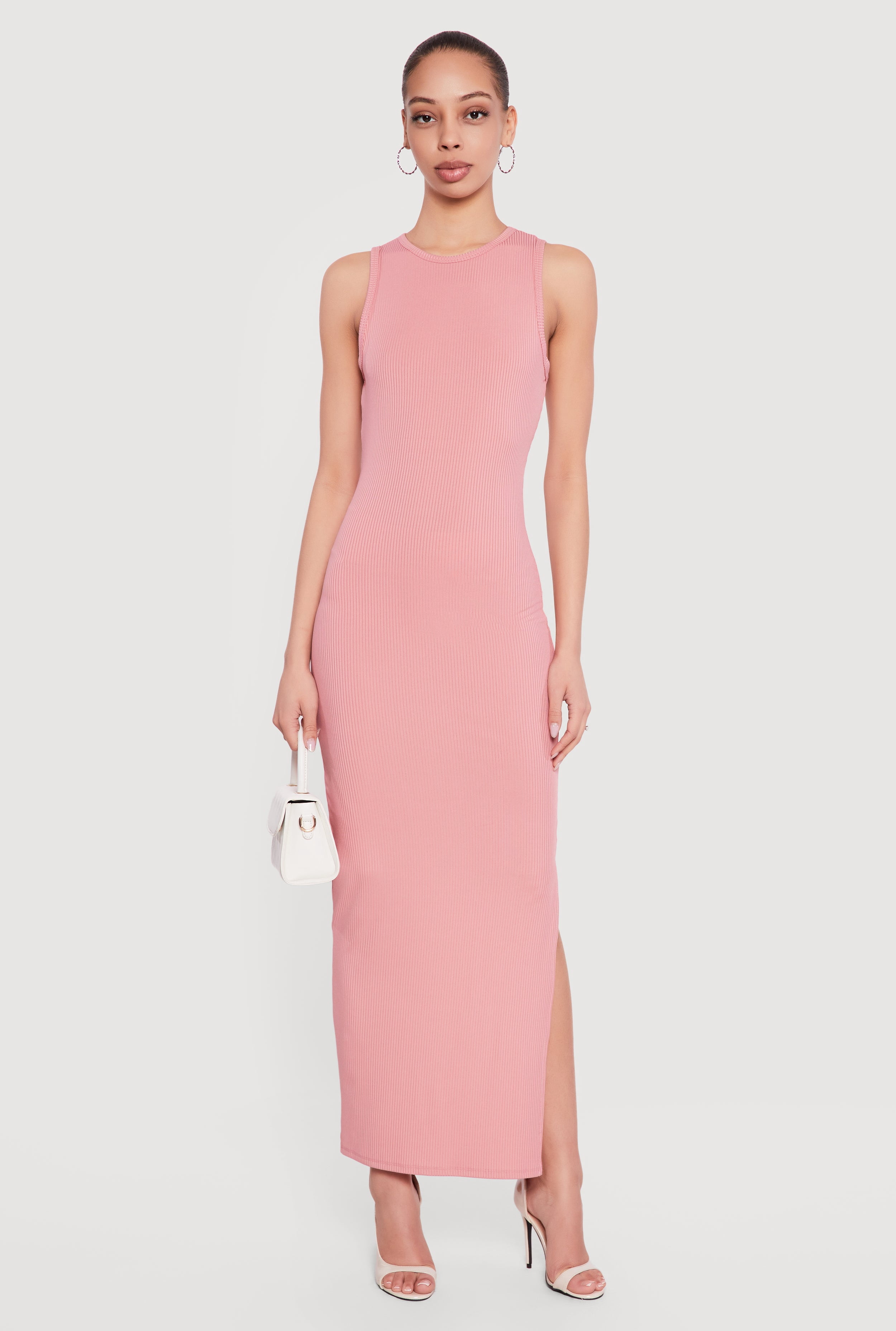 walmart ribbed dress Women's Solid Color Sleeveless Ribbed Knit Maxi Dress, Spaghetti Strap with Pockets, Loose Fit Casual Long Dress, Comfortable Breathable Sundress for