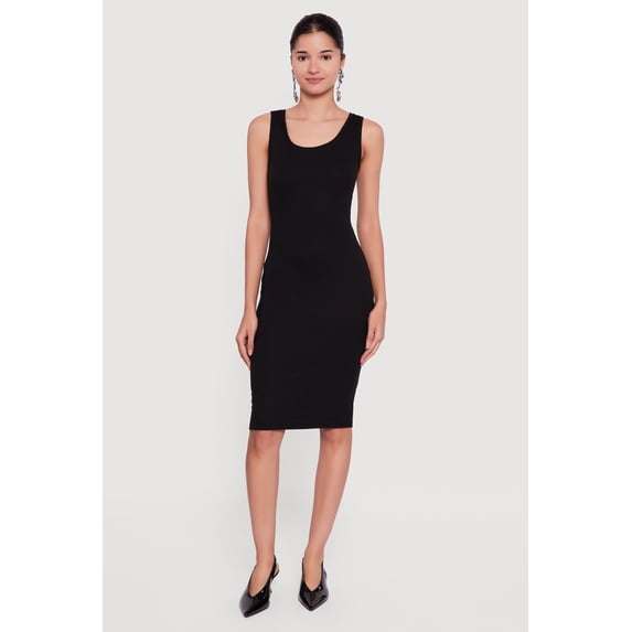 Women's Sleeveless Ribbed Knit Midi Dress