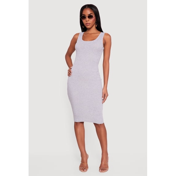 Women's Sleeveless Ribbed Knit Midi Dress