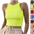 thumbnail image 1 of Women's Sleeveless Ribbed Knit Round Neck Sleeveless Tank Top Tee Casual Loose Fit Breathable Summer Vacation Beach Holiday Outfit | CSEONE,Dark Gray L, 1 of 8
