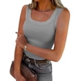 thumbnail image 1 of Women's Sleeveless Ribbed Square Neck Tank Tops Slim Fitted Summer Basic Slim Vacation Tops 2026 Y2k Trendy Beach Clothes, 1 of 3