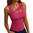 thumbnail image 1 of Women's Sleeveless Ribbed Tank Top Asymmetric Neck, Slim Fit, Comfortable, Suitable for Leisure & Party, 1 of 4