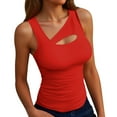 thumbnail image 1 of Women's Sleeveless Ribbed Tank Top Asymmetric Neck, Slim Fit, Comfortable, Suitable for Leisure & Party, 1 of 7