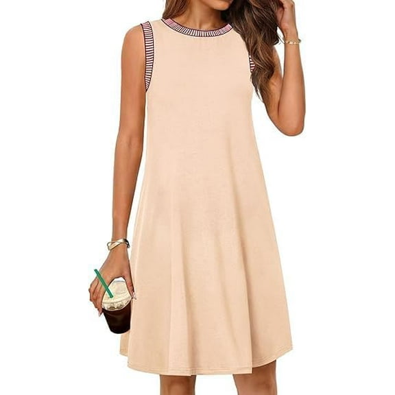 Women's Sleeveless Round Neck Dress Comfortable and Stylish for Daily Wear