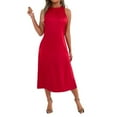 thumbnail image 1 of Women's Sleeveless Round Neck Split Hem Dress - Flowy Casual Summer Party Outfit - Loose Fit - XS-XXL Sizes, 1 of 8