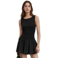 thumbnail image 1 of Women's Sleeveless Ruched Mini Tank Dress with Stretch 95% Polyester 5% Spandex Easy Care Machine Wash Cold For Everyday, 1 of 10
