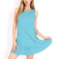 thumbnail image 1 of Women's Sleeveless Ruffle Hem Textured Shift Dress- Green,Large, 1 of 7