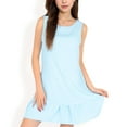 thumbnail image 1 of Women's Sleeveless Ruffle Hem Textured Shift Dress- Light Blue,Large, 1 of 7