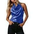 thumbnail image 1 of Women's Sleeveless Satin Shirt Casual Elegant Blouse Lightweight Comfortable Summer Spring Fall Tops Stylish Work Everyday Wear, 1 of 2