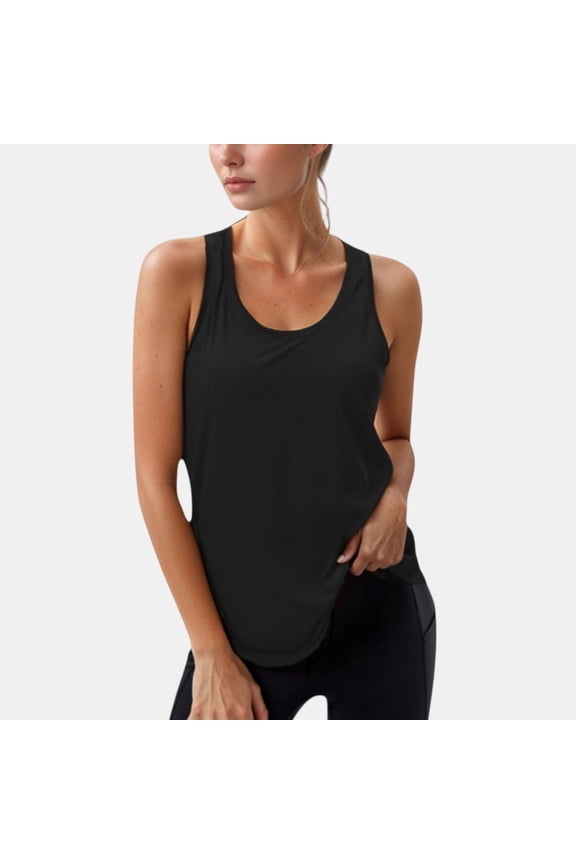 Women's Sleeveless Scoop Neck Workout Tank Top for Active and Casual Wear - Large, Black