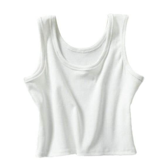 Women's Sleeveless Shirt Side Ruched Scoop Neck Basic Crop Tank Top