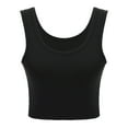 thumbnail image 1 of Women's Sleeveless Shirt Side Ruched Scoop Neck Basic Crop Tank Top, 1 of 5
