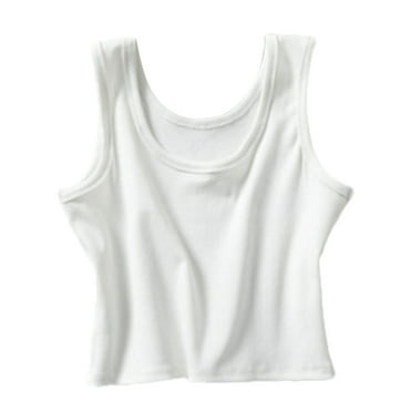 Women's Sleeveless Shirt Side Ruched Scoop Neck Basic Crop   Top