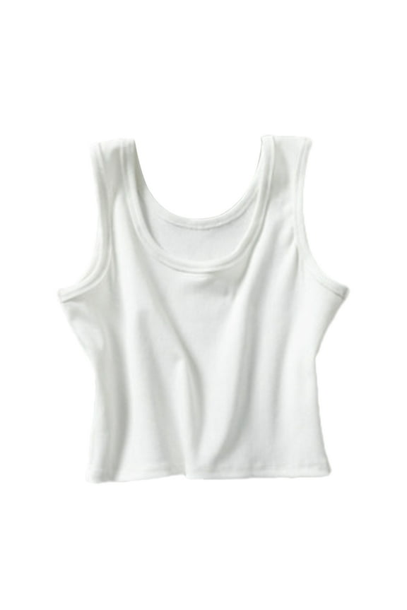 Women's Sleeveless Shirt Side Ruched Scoop Neck Basic Crop Top
