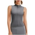 thumbnail image 1 of Women's Sleeveless Shirt Zip up Workout Running Tank Tops Athletic Slim Fit Vest Gym Yoga Camis Jackets Blouses (M, Gray), 1 of 4